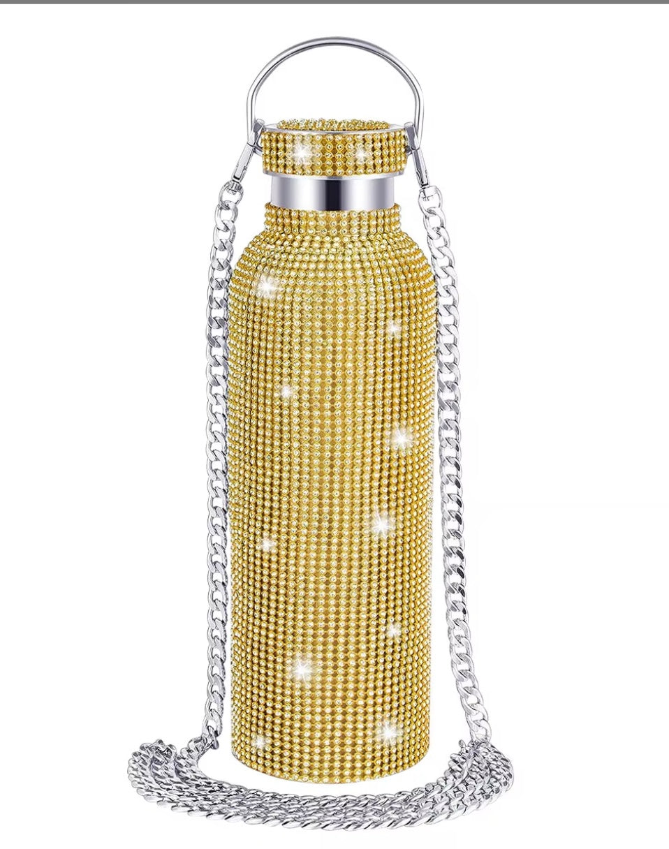 Vattenflaska/termoflaska i stål med strass 0,5 liter
