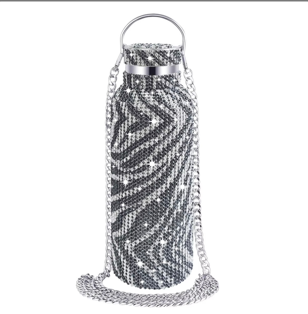 Vattenflaska/termoflaska i stål med strass 0,5 liter
