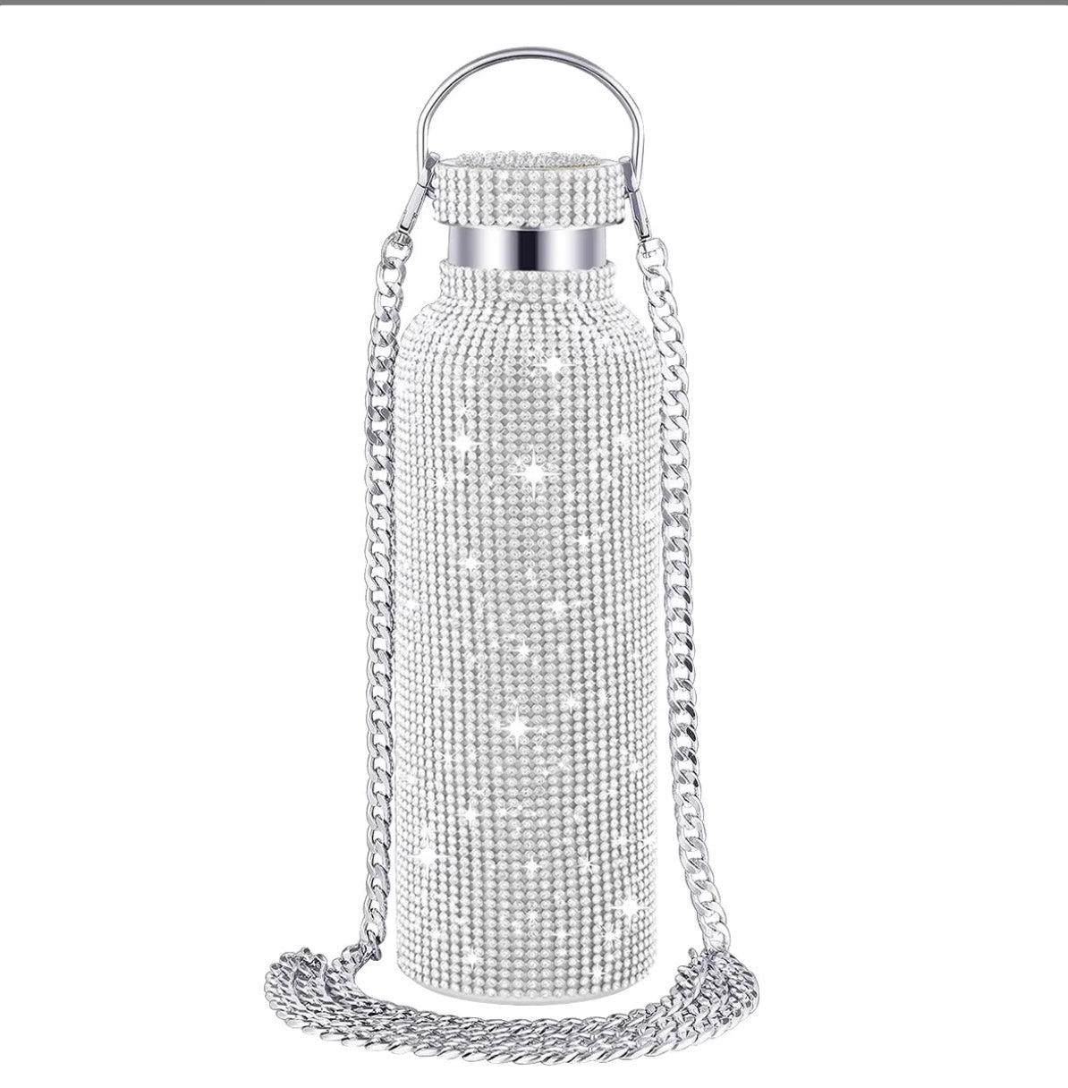 Vattenflaska/termoflaska i stål med strass 0,5 liter