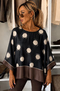 Oversized satin bluse med prikker