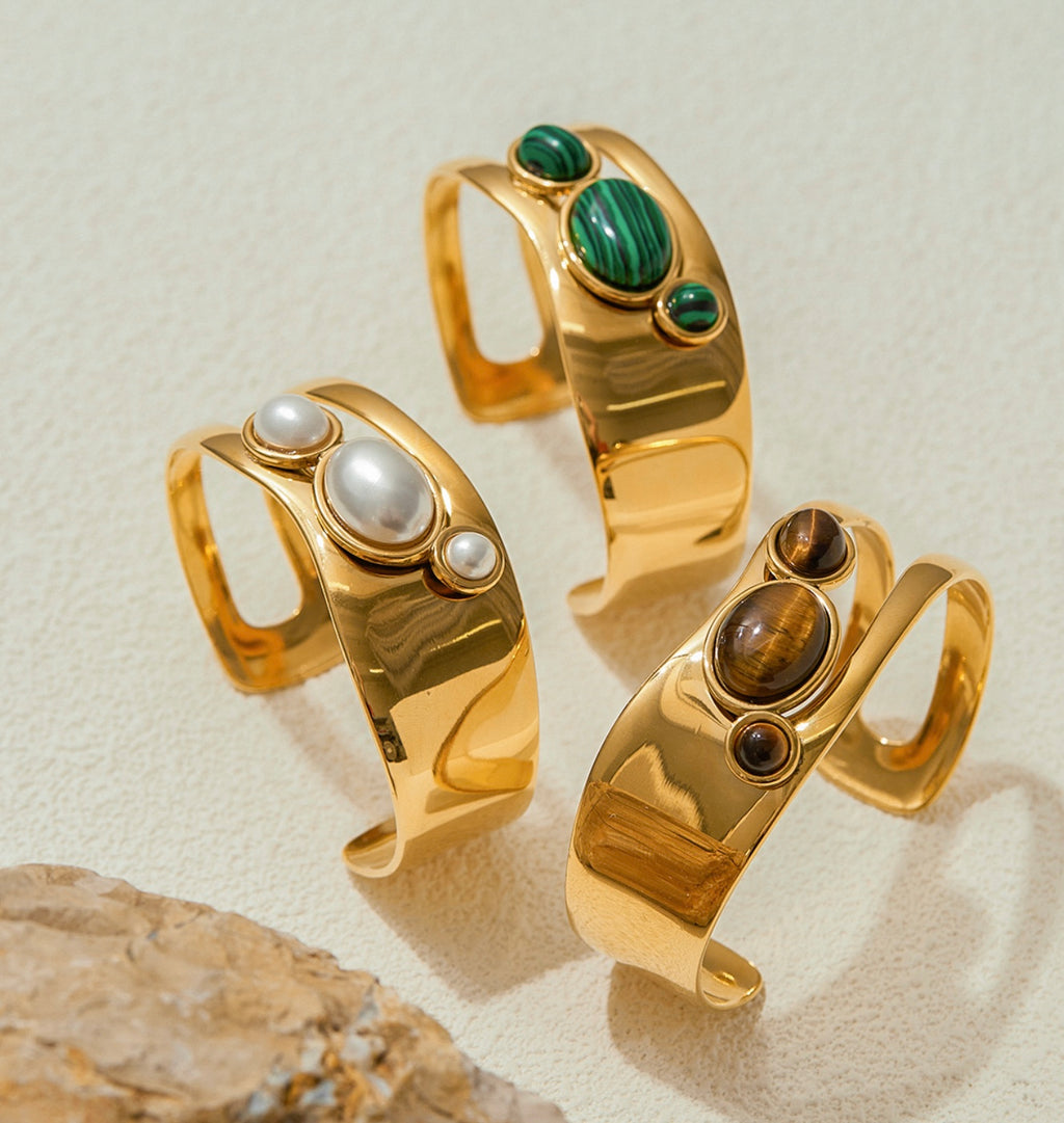 18 karat forgyldt bangle I stål