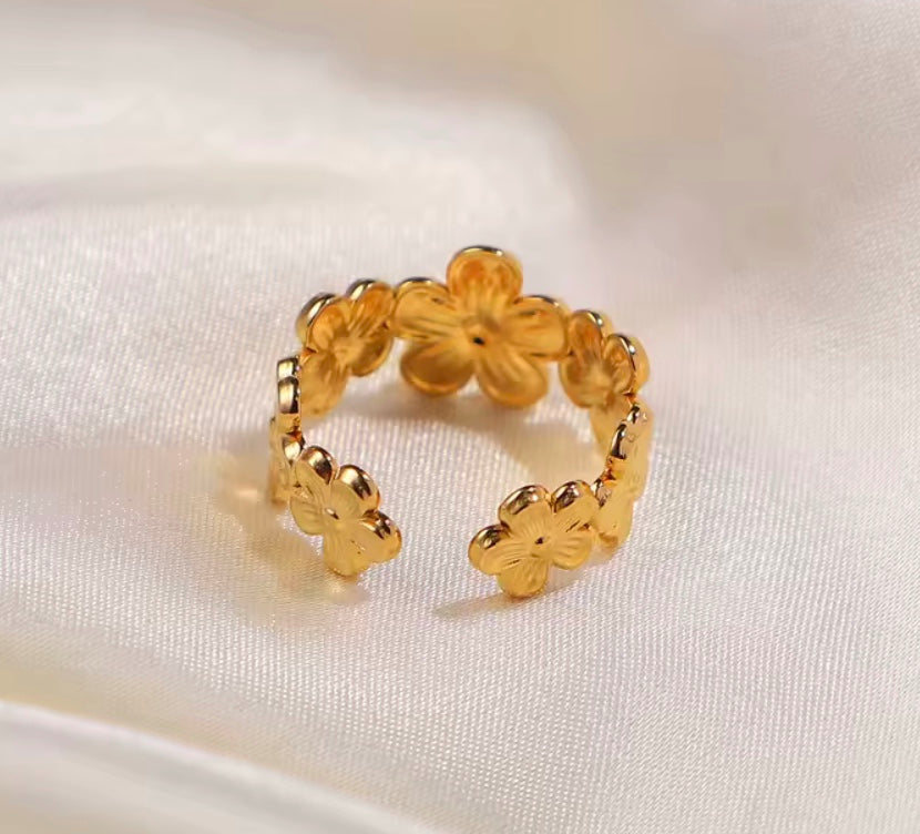 Åben 18 karat forgyldt vandfast ring i stål