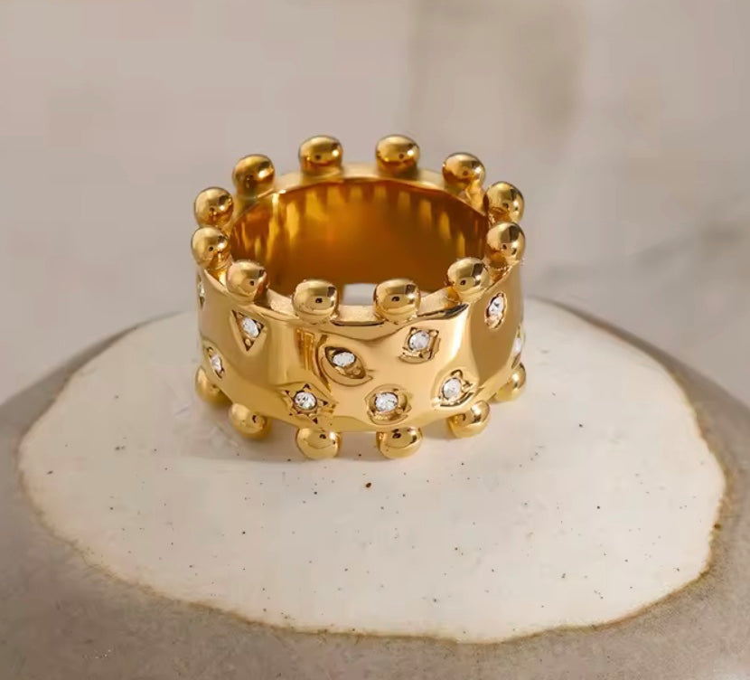 18 karat forgyldt vandfast ring i stål