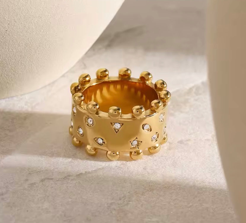 18 karat forgyldt vandfast ring i stål