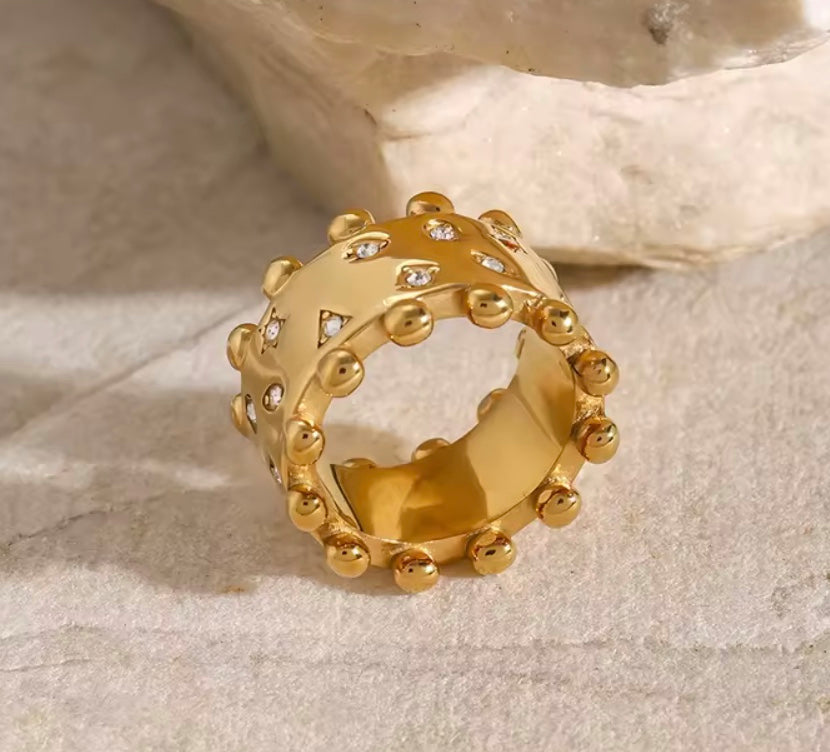18 karat forgyldt vandfast ring i stål