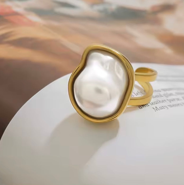 Åben 18 karat forgyldt vandfast ring i stål