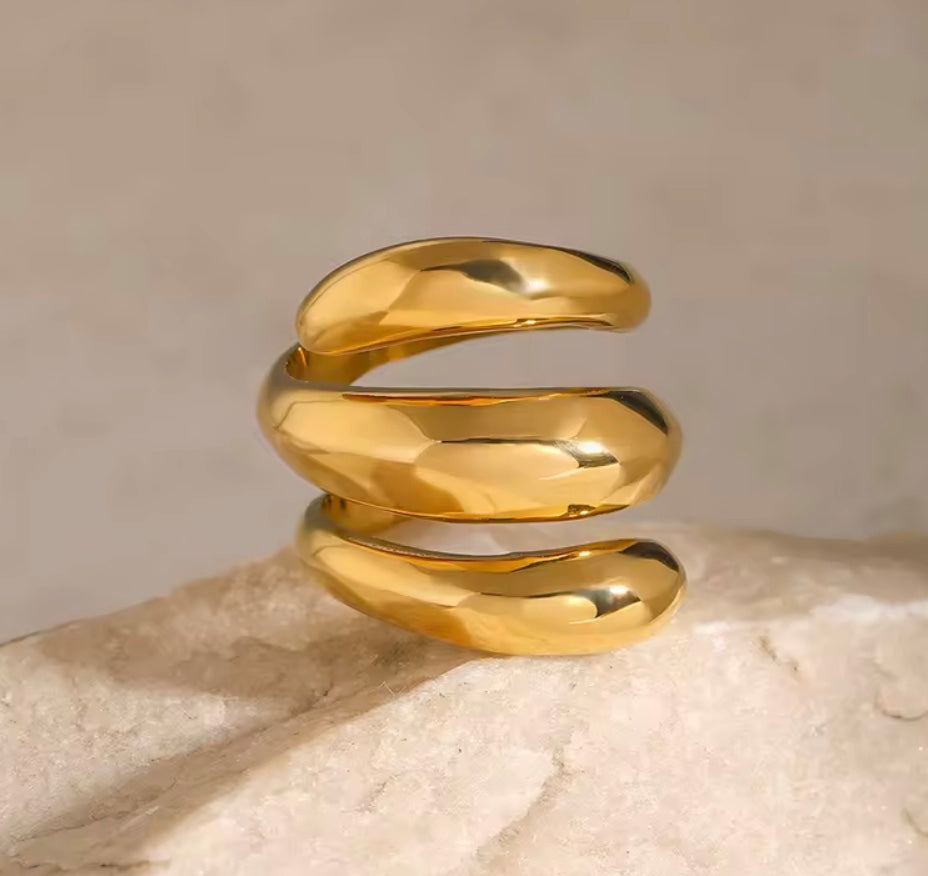 18 karat forgyldt vandfast ring i stål