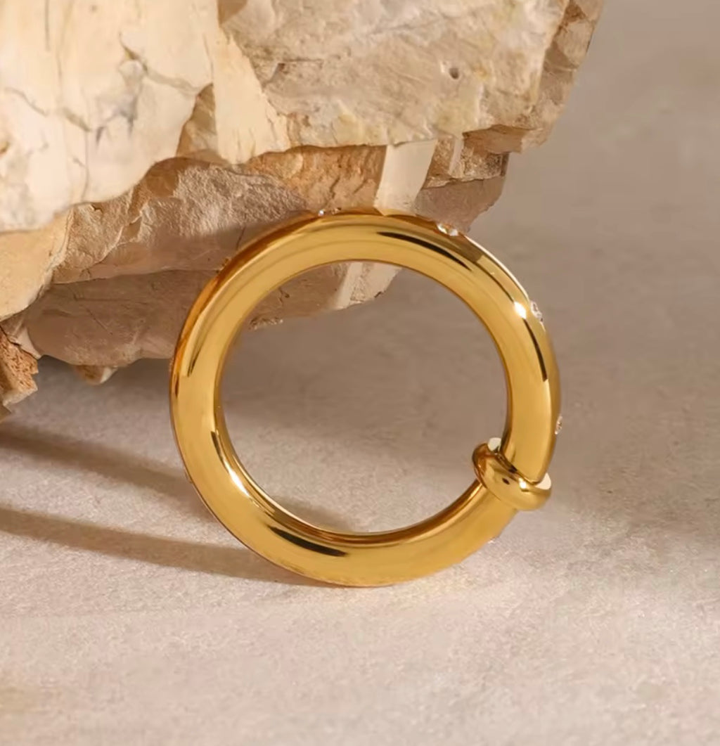 Ring i stål med zirkoner