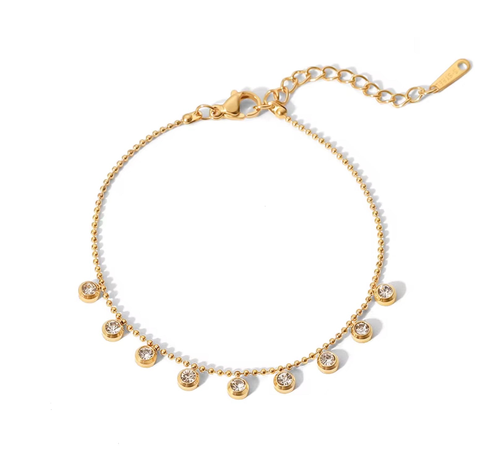 18 karat forgyldt armbånd i stål med zirkoner