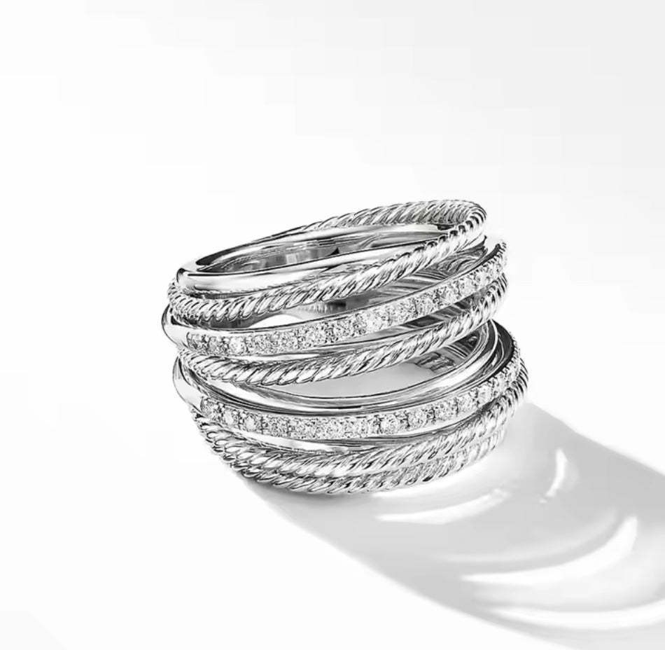 Stack ring med klare zirkoner