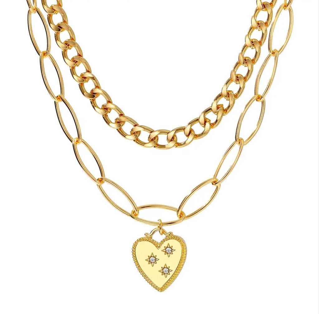Guldpläterat halsband med klara zirkoner
