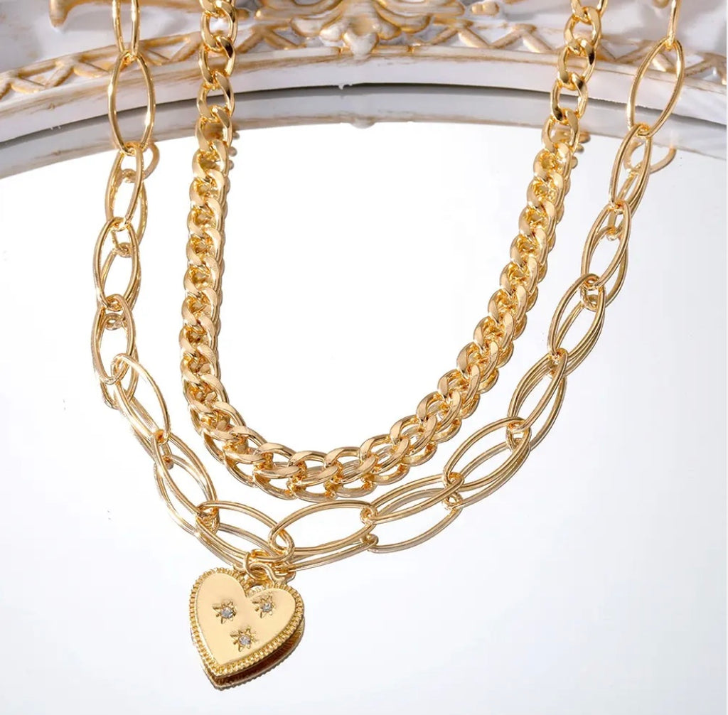 Guldpläterat halsband med klara zirkoner