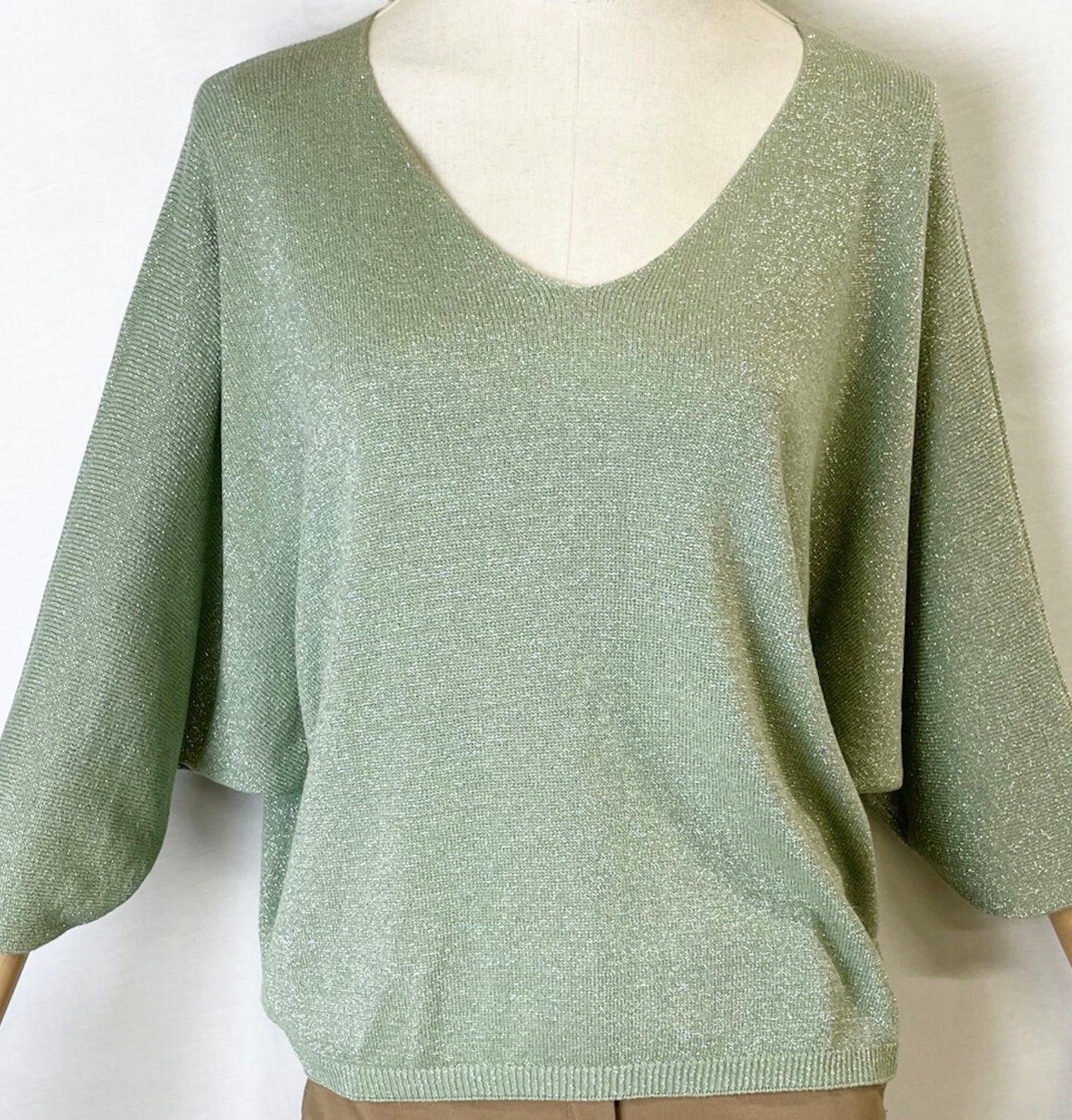 Shiny strikket bluse med flagremusærmer