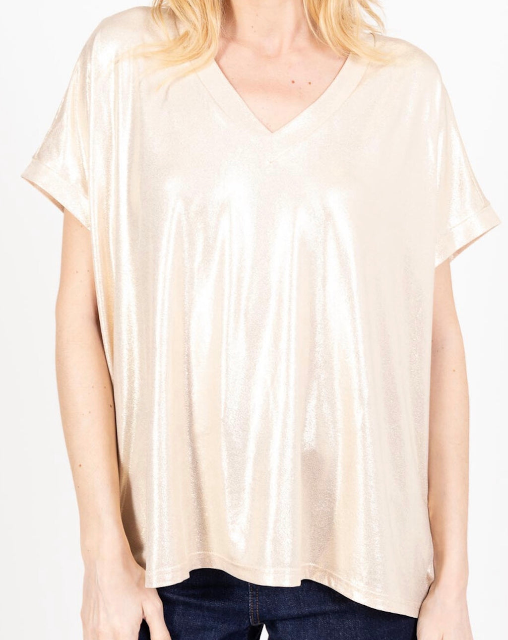 Bred t-shirt med v-hals