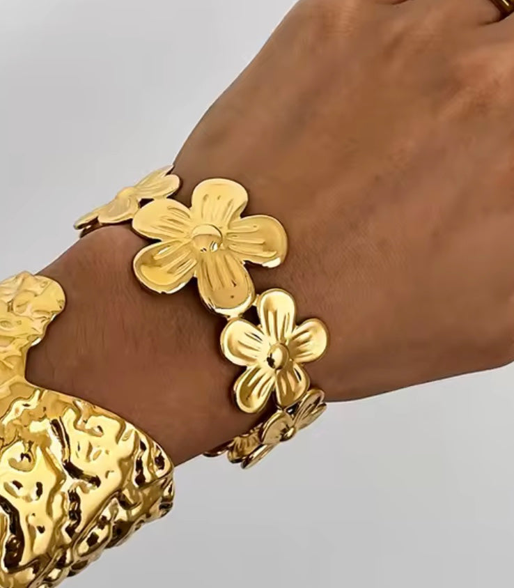18 karat forgyldt bangle "blomster"