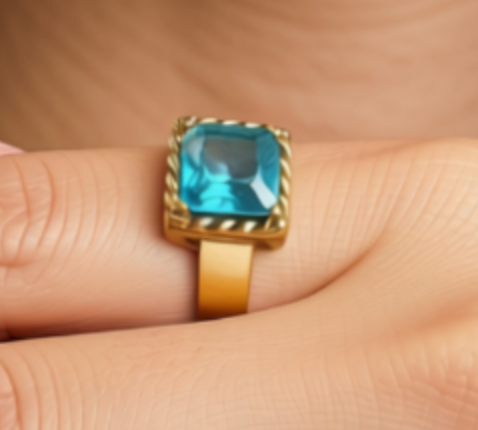 Åben, vandfast ring i stål med stor zirkon
