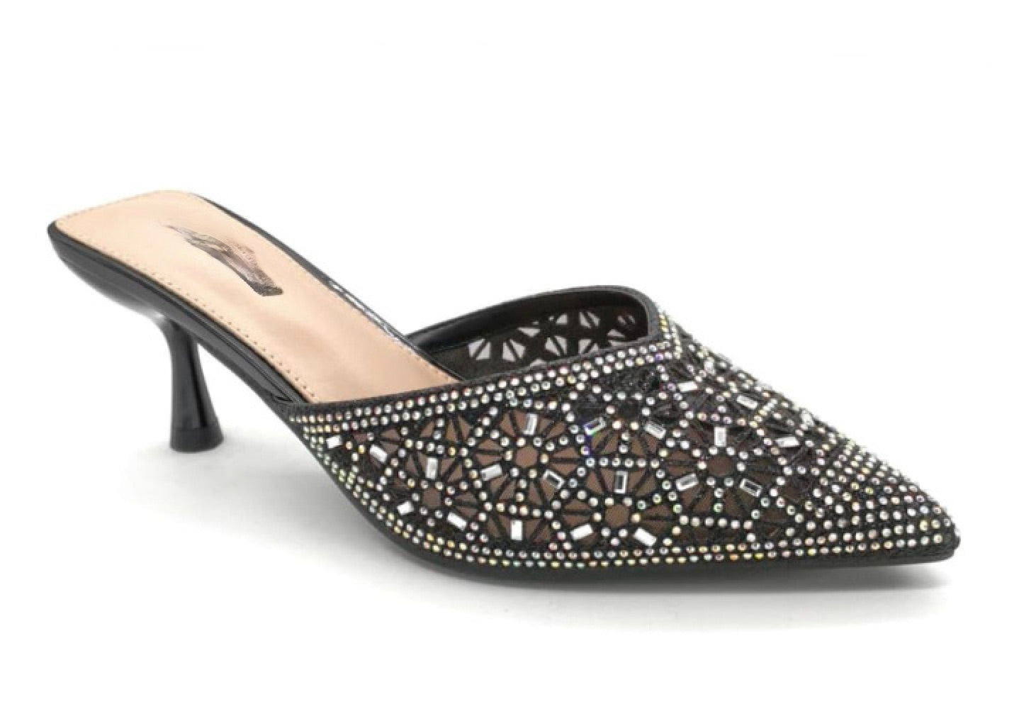 Pumps med multifarvede sten