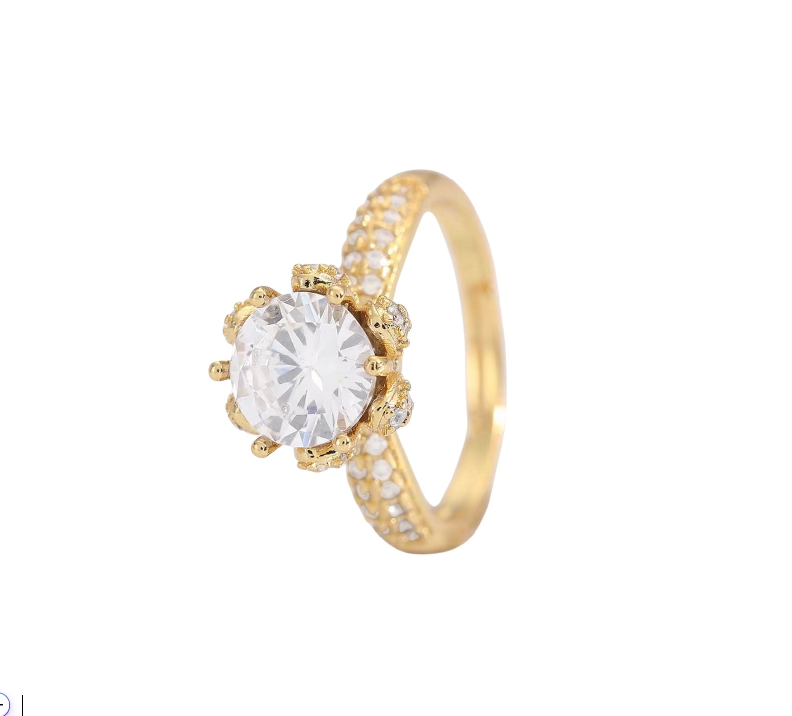 18 k forgyldt ring med zirkoner i messing