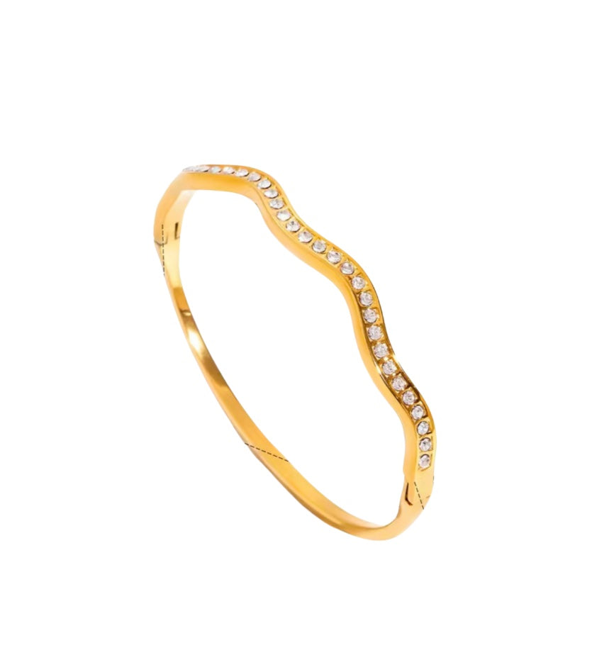 18 karat forgyldt vandfast armbånd i stål med zirkoner