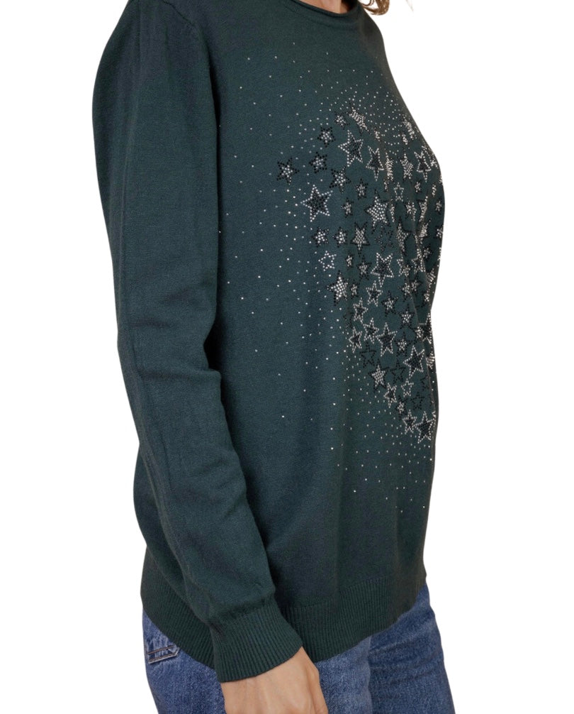 Bluse med cashmere og rhinsten