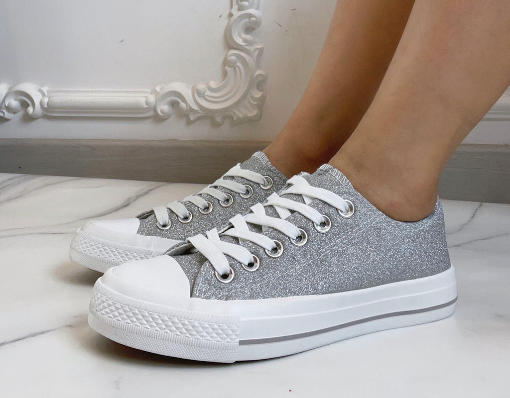 Glitter sneakers med snørebånd