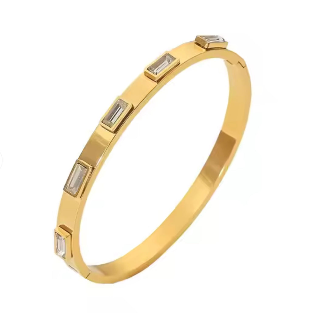 18 karat forgyldt vandfast bangle med store zirkoner