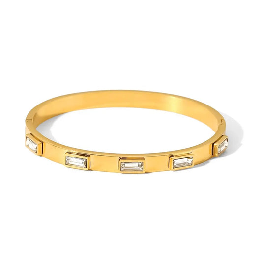 18 karat forgyldt vandfast bangle med store zirkoner