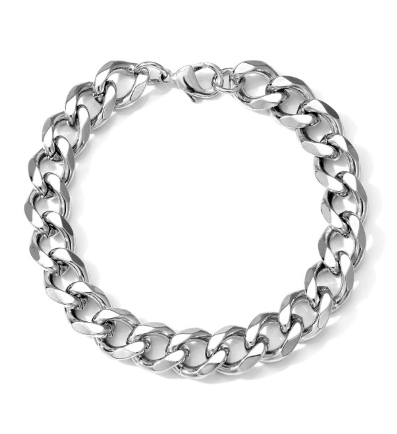 925S silverpläterat kedjearmband, chunky, bredd 1,1 cm