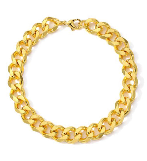 18 karat forgyldt lænke armbånd, chunky, bredde 1,1 cm