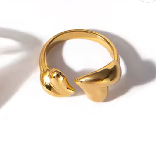 18 k forgyldt, åben ring "hjerter"