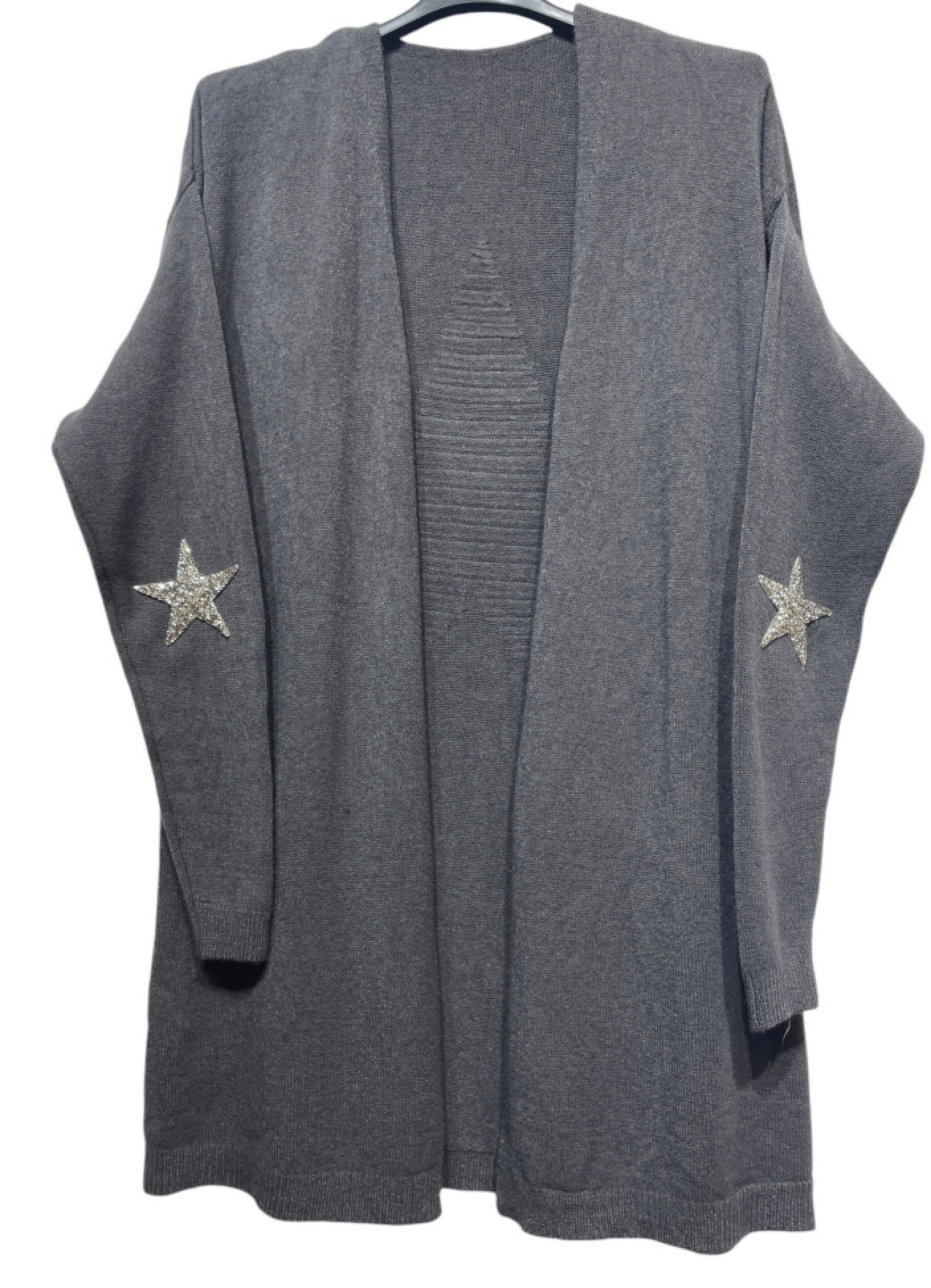 Cardigan med stjerne på ryg og ærmer