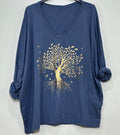 Onesize bluse i 100% bomuld med træ