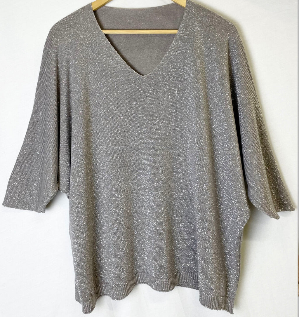 Shiny strikket bluse med flagremusærmer