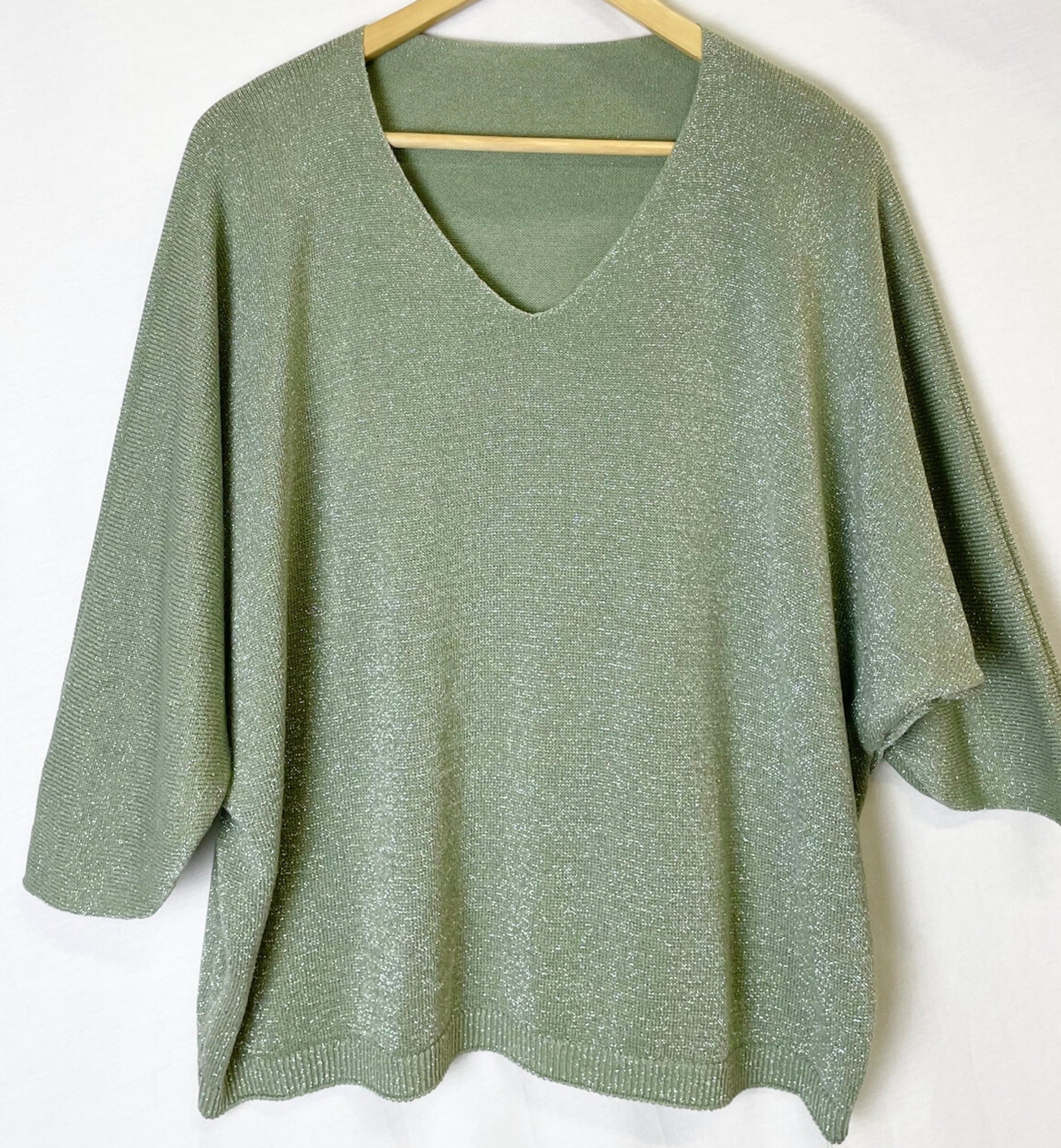Shiny strikket bluse med flagremusærmer