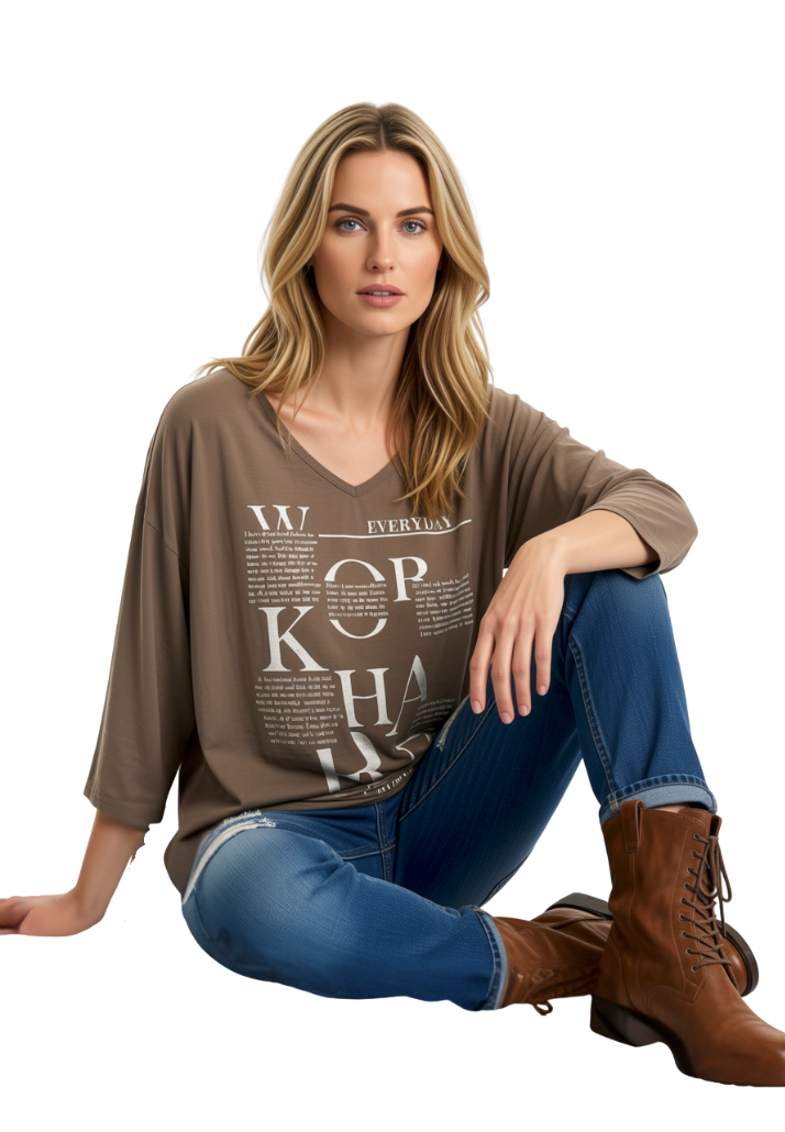 Bluse med sølv print