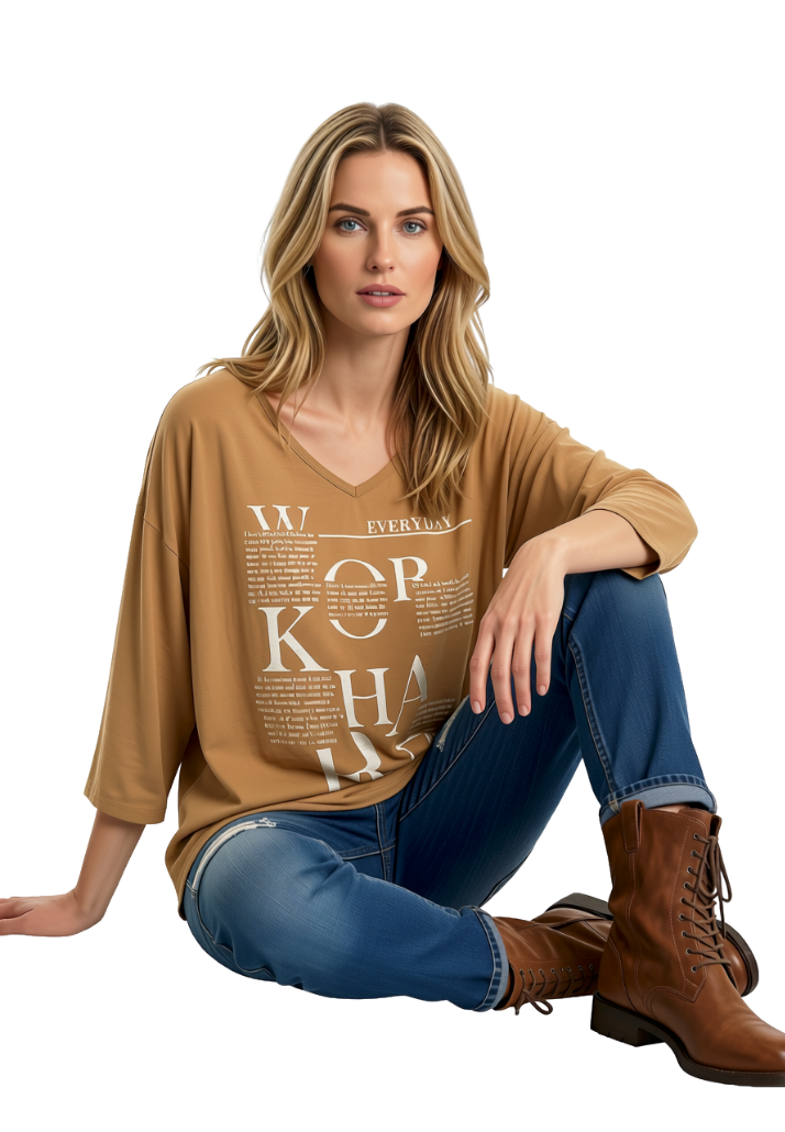 Bluse med sølv print