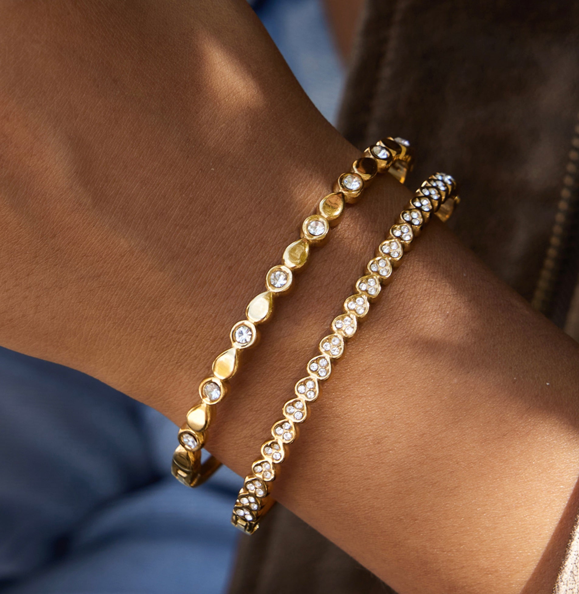 18 karat forgyldt, vandfast armbånd med zirkoner