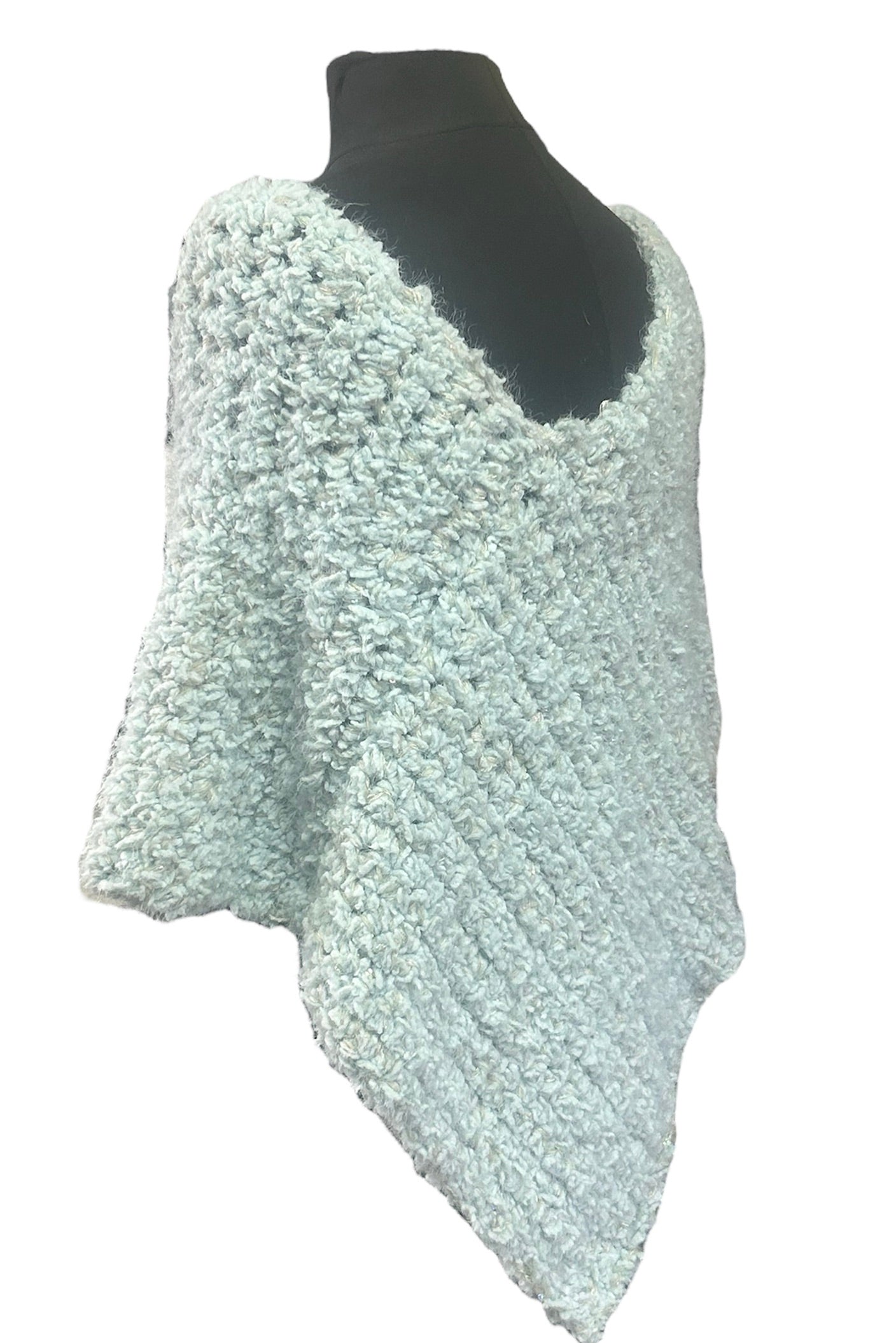 DIY Free-mönster för virkad poncho i en storlek i Aqua och Stella