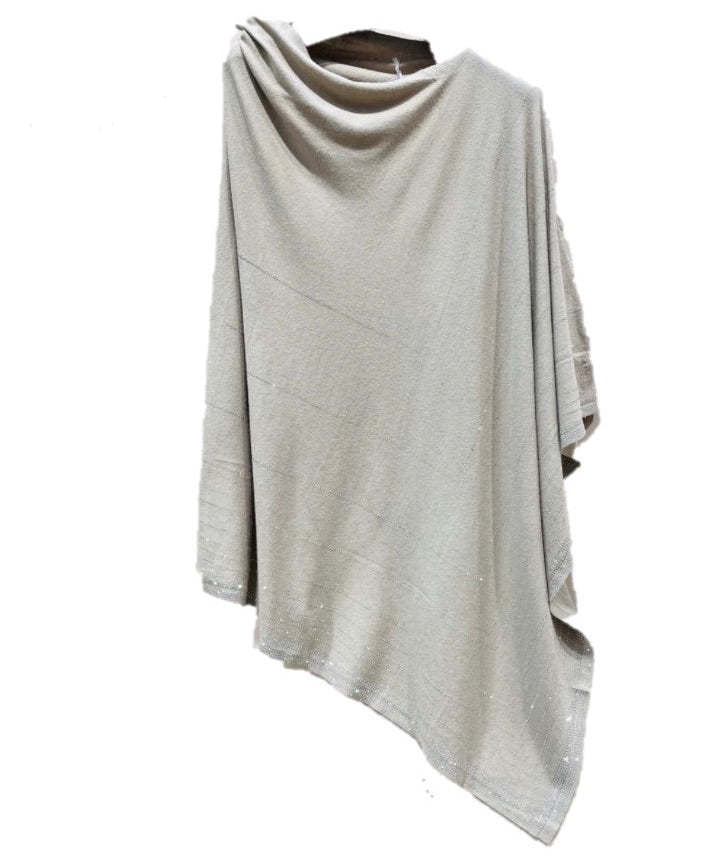 Taupe poncho med rhinsten