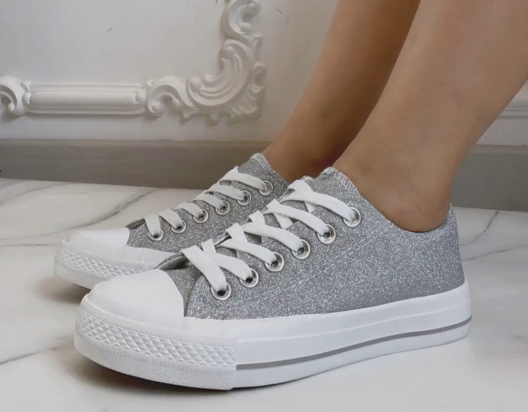 Glitter sneakers med snørebånd
